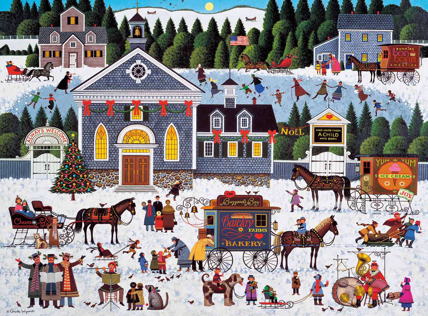 Churchyard Christmas Christmas Jigsaw Puzzle