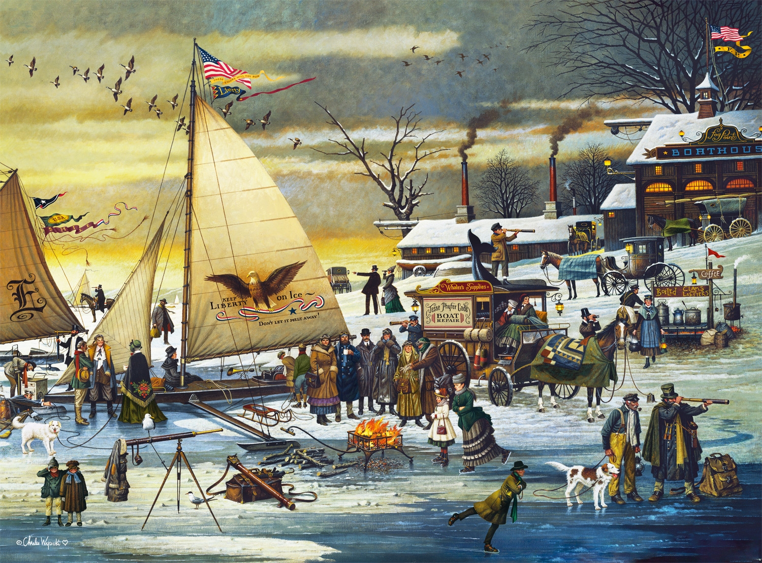 Ice Riders on the Chesapeake Bay Winter Jigsaw Puzzle