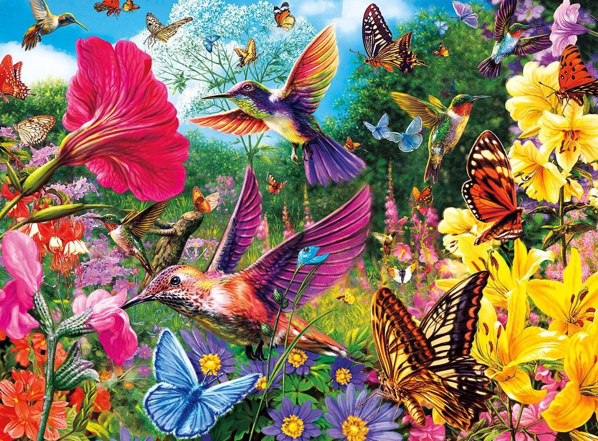 Hummingbird Garden Birds Jigsaw Puzzle