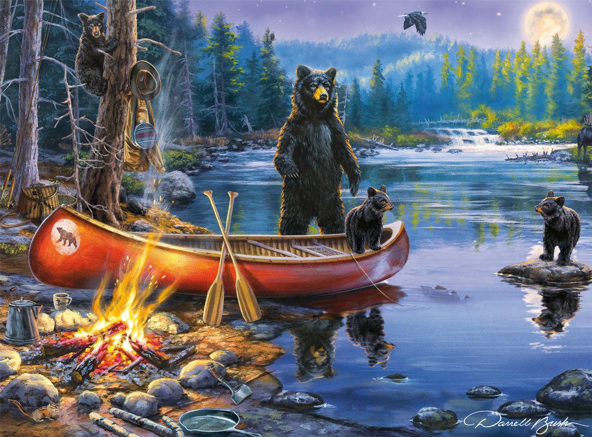 Campfire Prowlers Bear Jigsaw Puzzle