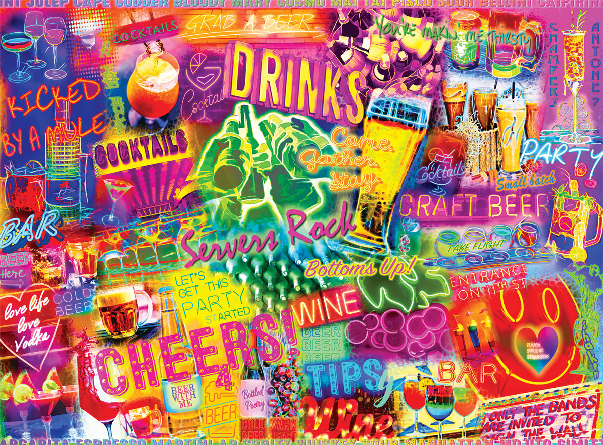 Neon Drinks Drinks & Adult Beverage Jigsaw Puzzle