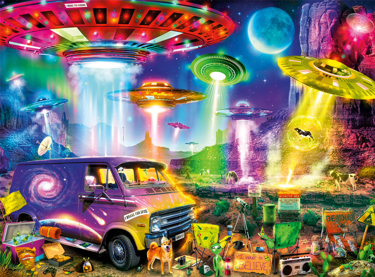 I Brake for UFOs Space Jigsaw Puzzle