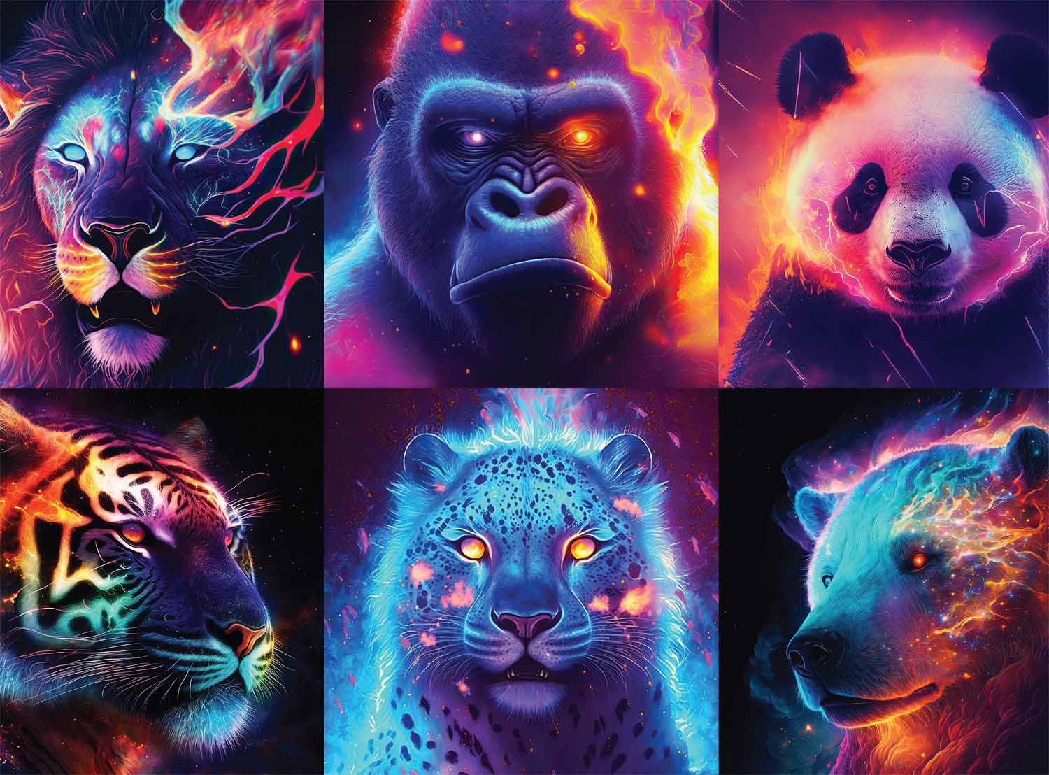 Neon Fauna - Scratch and Dent Animals Jigsaw Puzzle