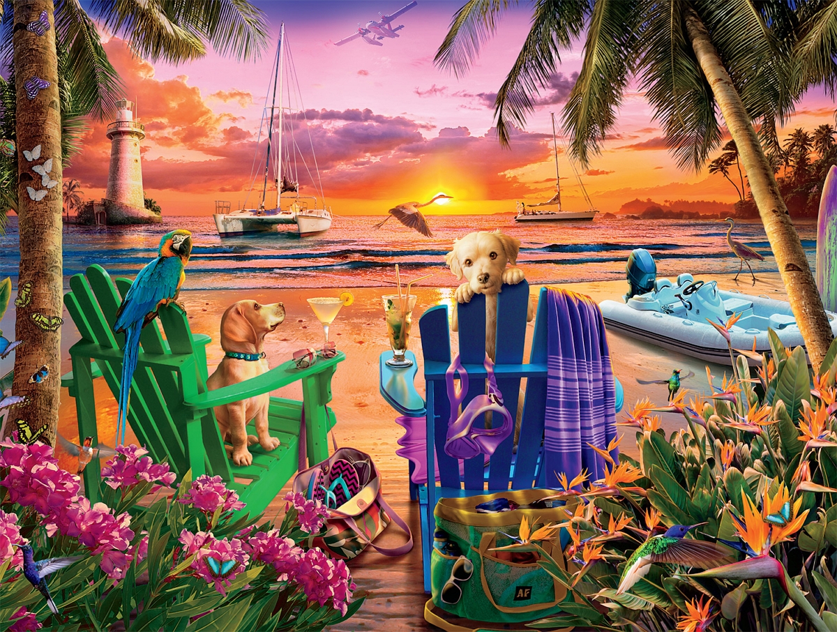 Pooches in Paradise - Scratch and Dent Dogs Jigsaw Puzzle