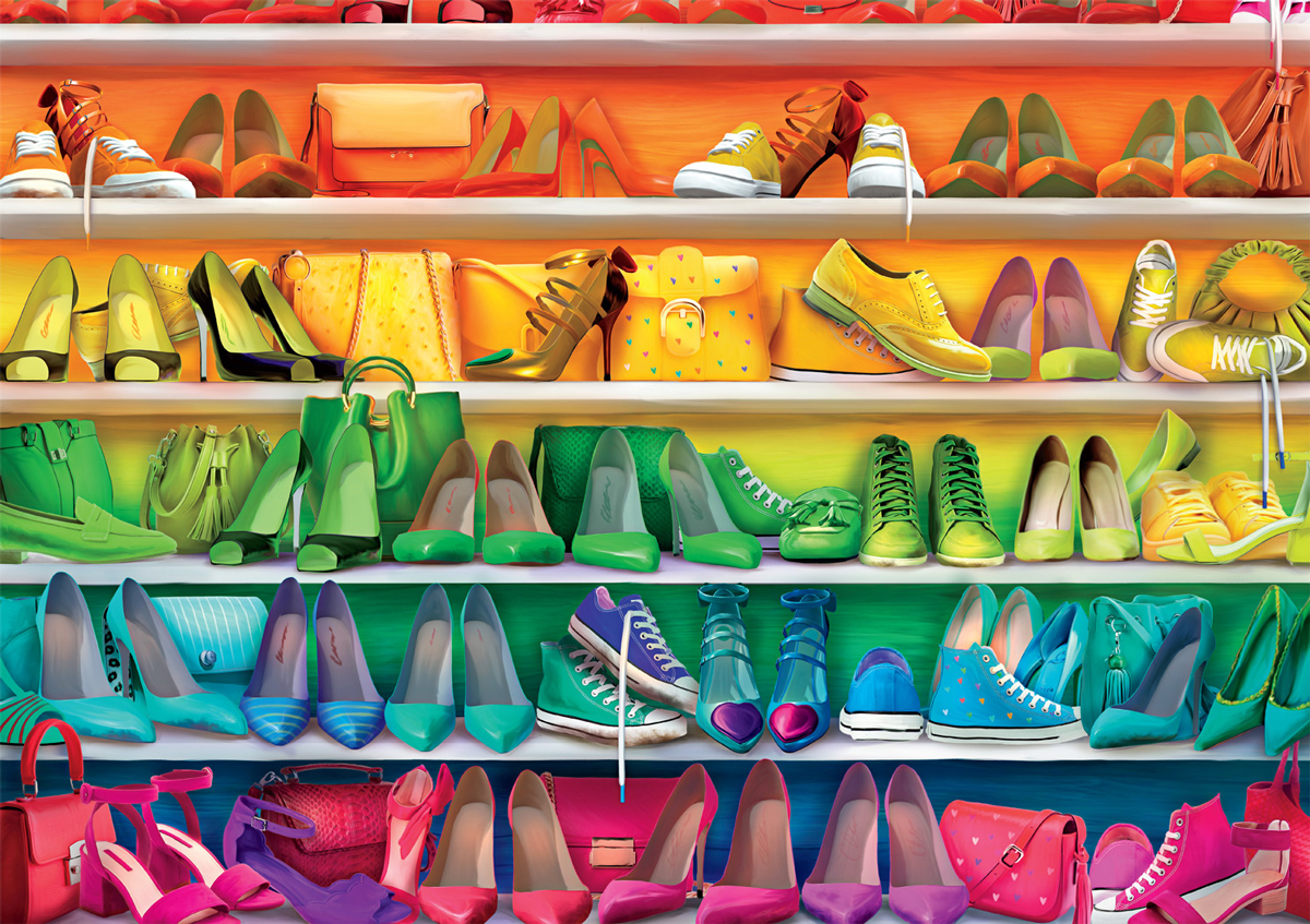 Rainbow Shoe Closet Rainbow & Gradient Jigsaw Puzzle
