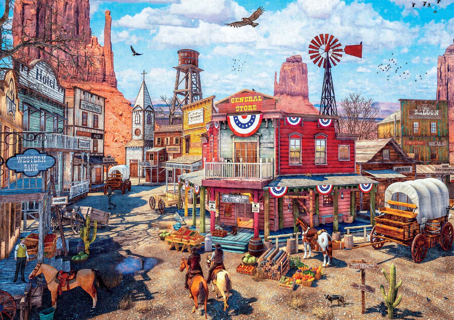 Old Western Town Nostalgic & Retro Jigsaw Puzzle