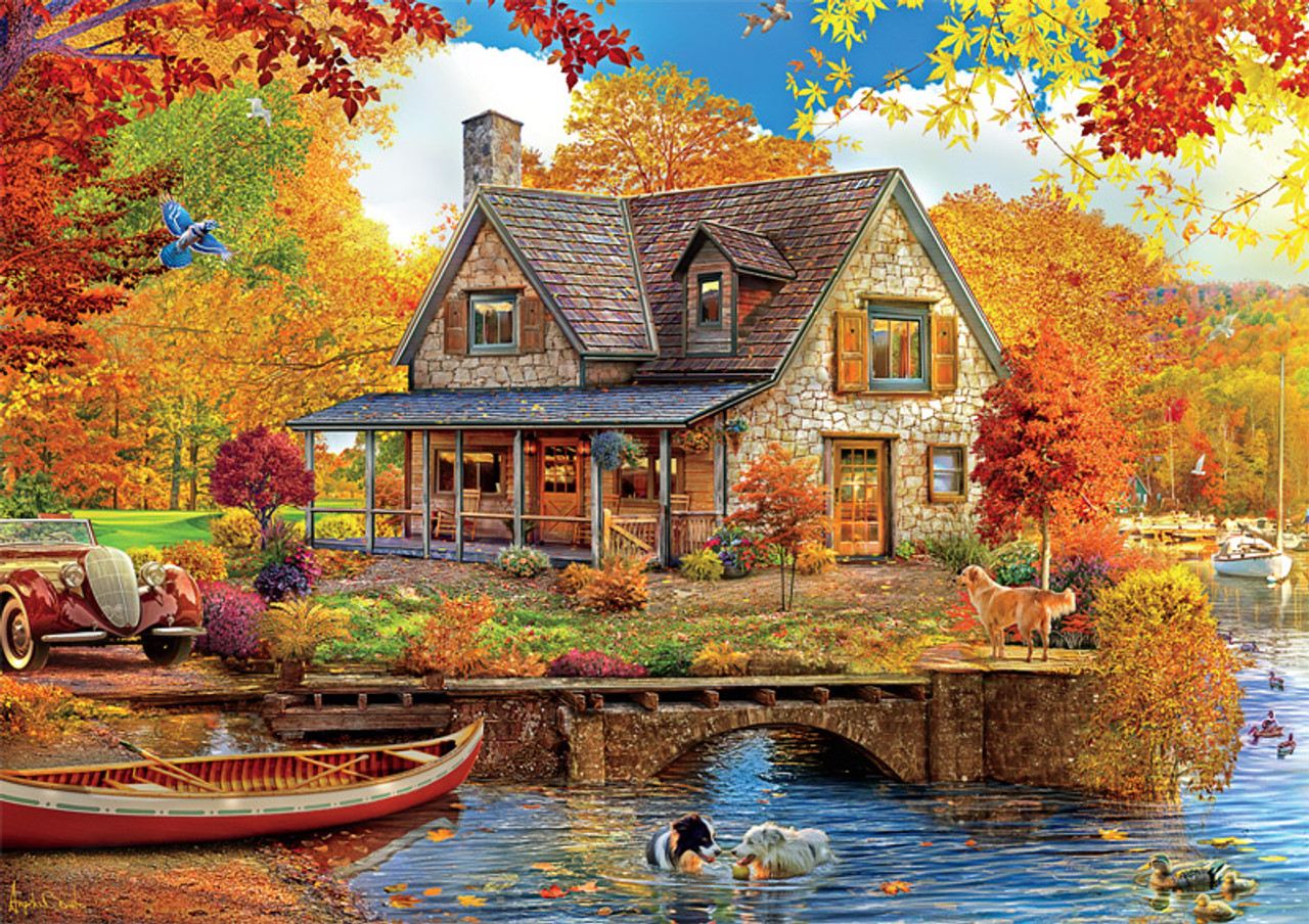 Autumn Lake House Fall Jigsaw Puzzle