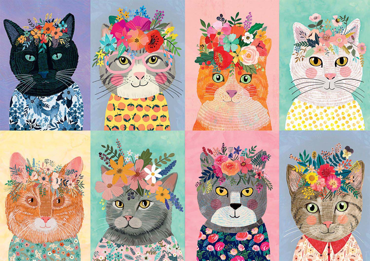 Colorful Cat Crowns - Scratch and Dent Cats Jigsaw Puzzle