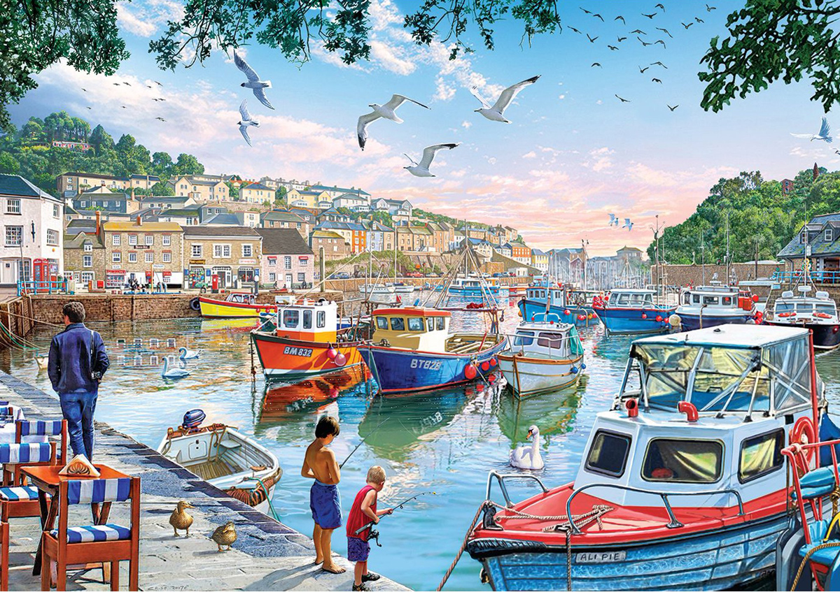 The Little Fishermen at the Harbor Boat Jigsaw Puzzle