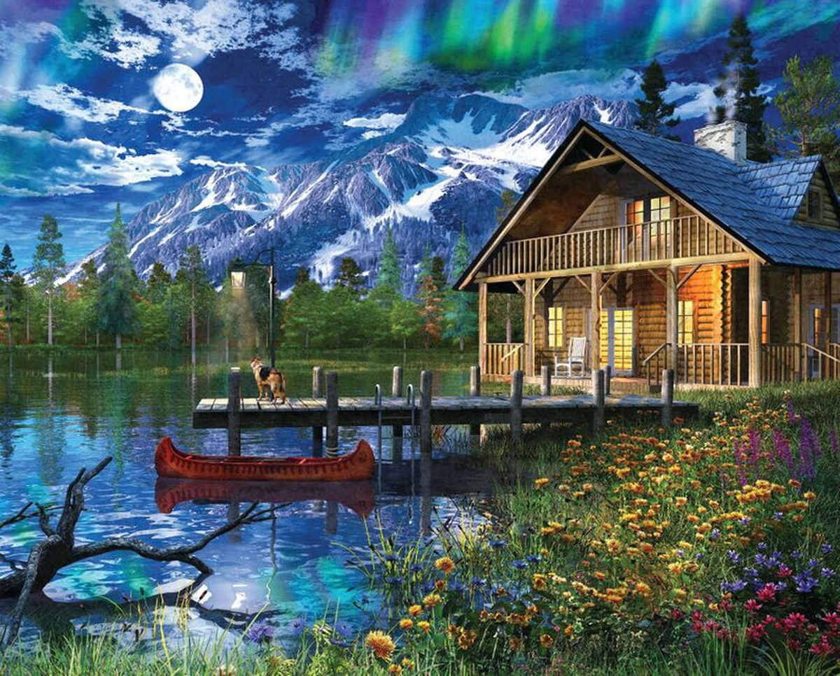 Moon Cabin Retreat Lakes & Rivers Jigsaw Puzzle
