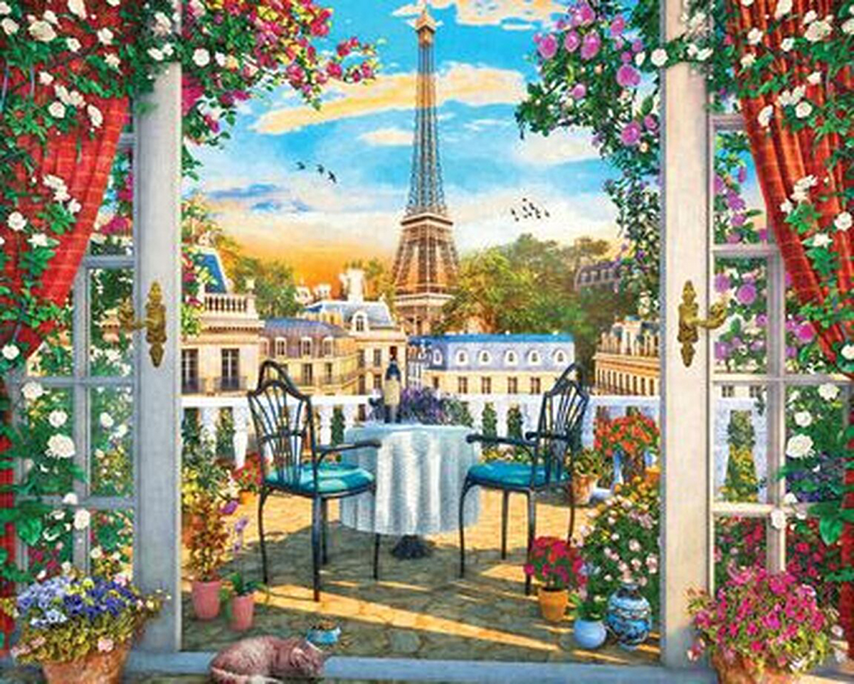 Paris Eiffel Tower Jigsaw Puzzle 1000 Piece France Landscape Building Dog Flower