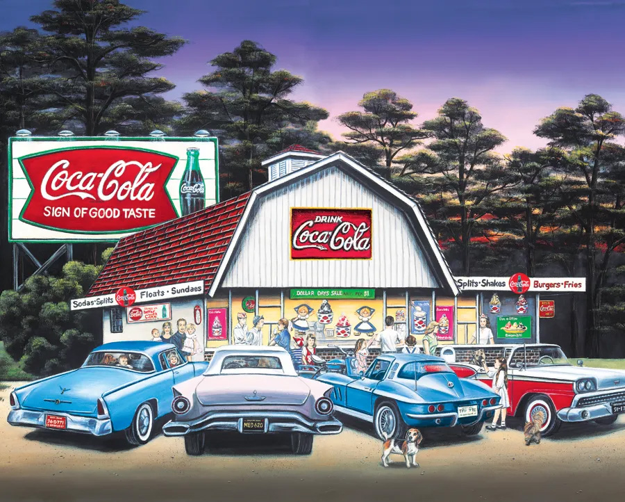 Coca Cola Night on the Town Car Jigsaw Puzzle