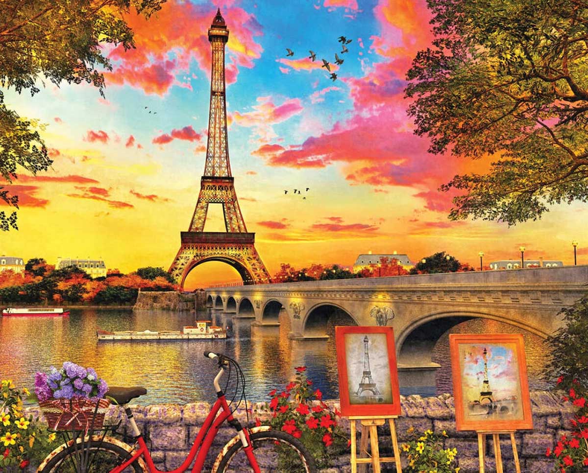 Paris Eiffel Tower Jigsaw Puzzle 1000 Piece France Landscape Building  Sunset Sky