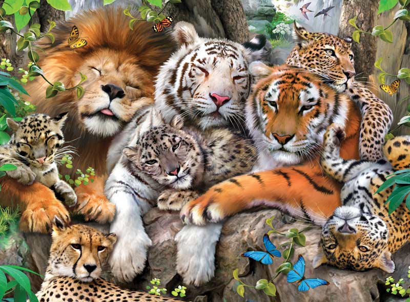 Big Cat Nap - Scratch and Dent Jungle Animals Jigsaw Puzzle
