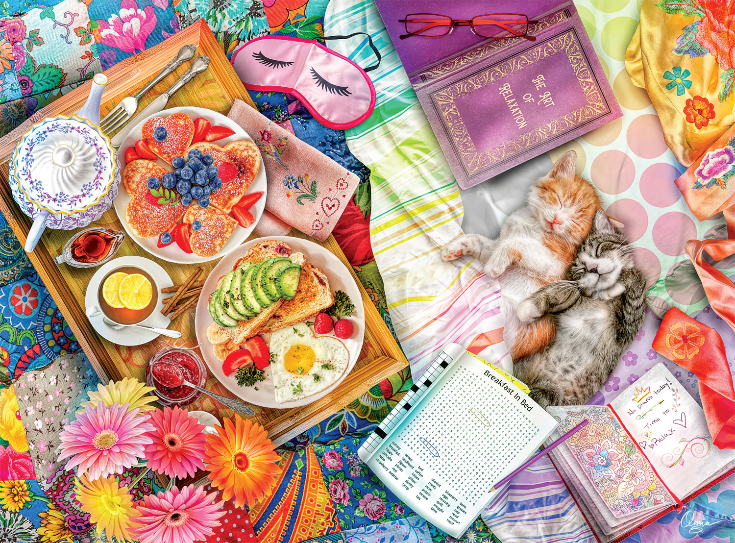 Breakfast in Bed Cats Jigsaw Puzzle