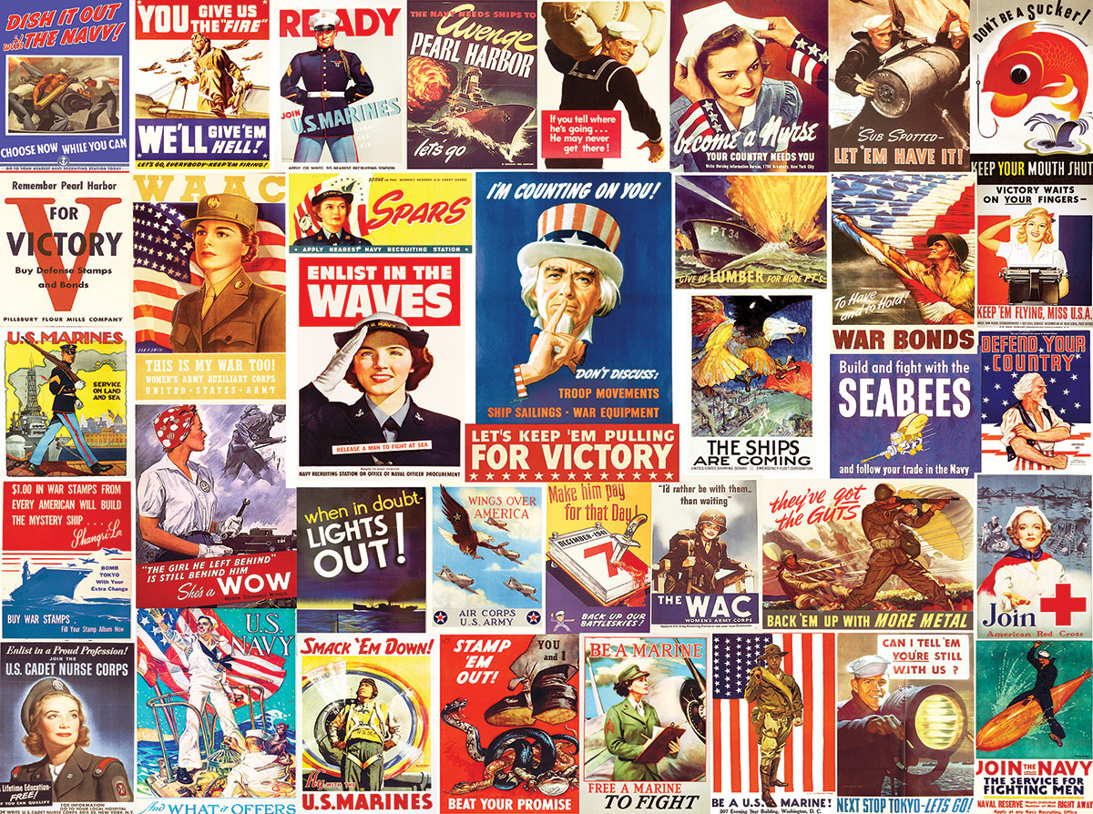 Vintage World War II Posters, 550 Pieces, White Mountain | Puzzle Warehouse