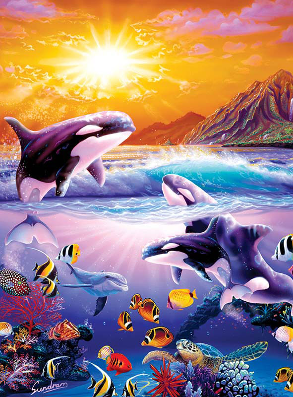 Buffalo Games Jigsaw Puzzle Marine Color The Dramatic Night 1000 PC Orca Whale for sale online 