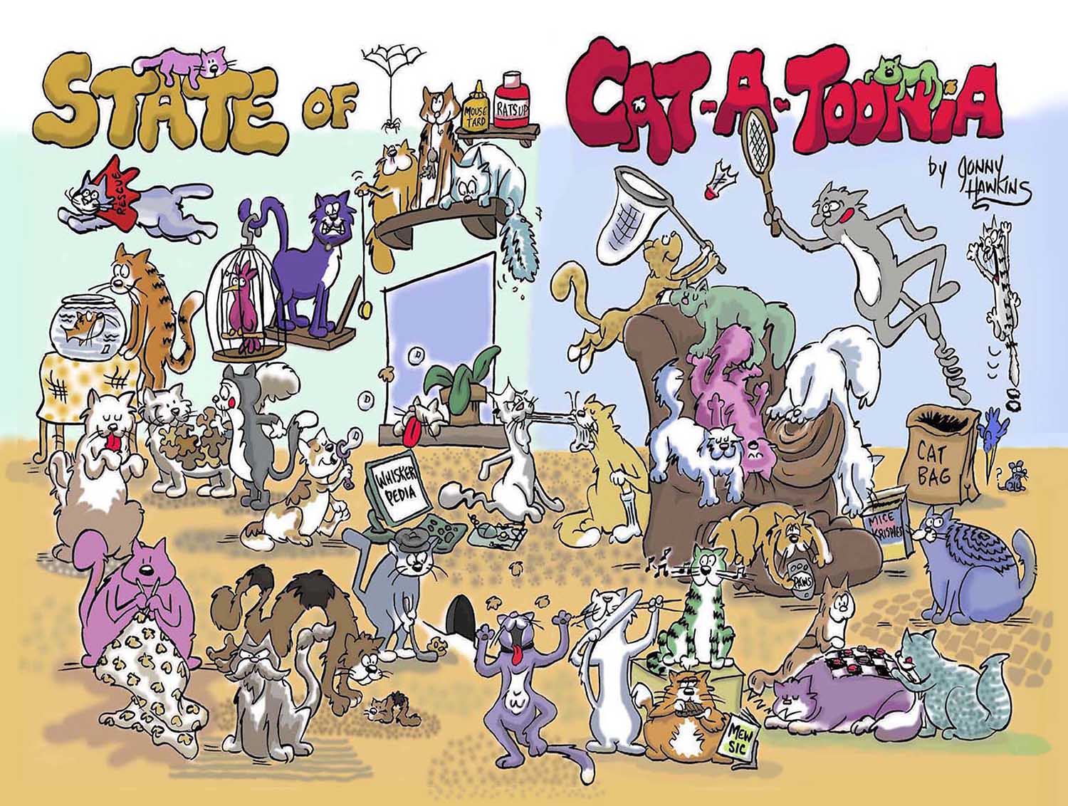 State Of Cat-A-Toonia Cats Jigsaw Puzzle