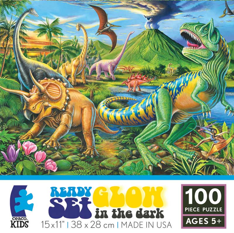Dino Volcano (Ready, Set, GLOW!) - Scratch and Dent Dinosaurs Glow in the Dark Puzzle