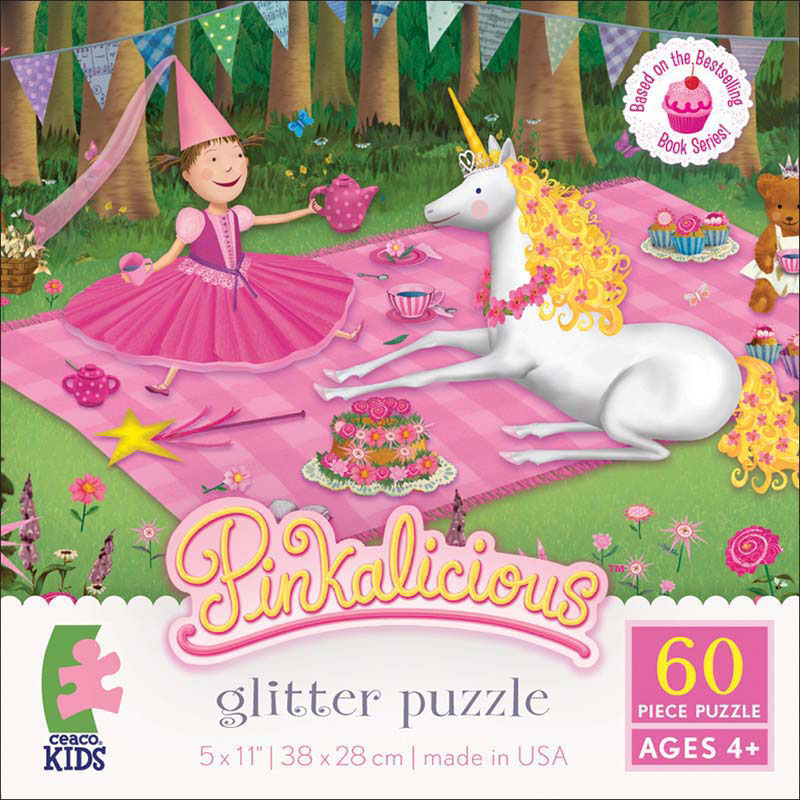 princess unicorn pinkalicious glitter puzzle 60