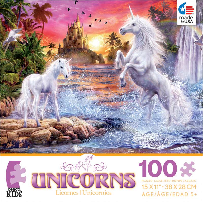 unicorn waterfall sunset unicorns childrens puzzles