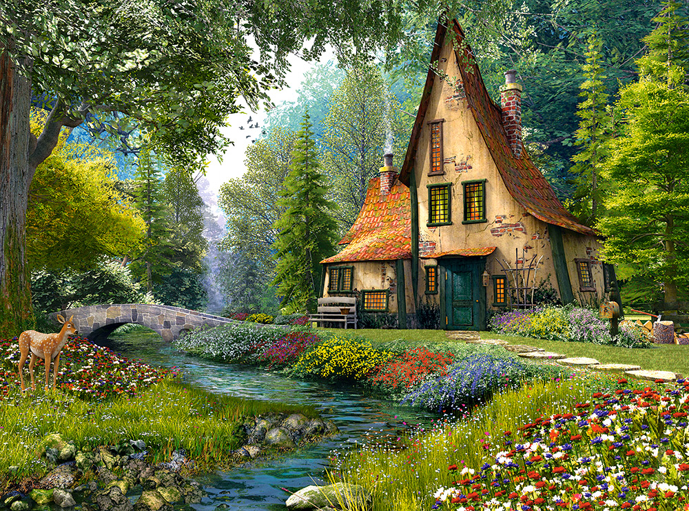 Toadstool Cottage Flower & Garden Jigsaw Puzzle