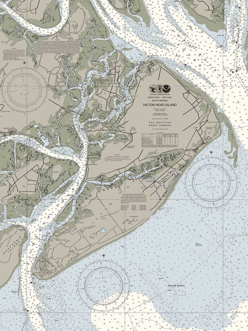Hilton Head Nautical Chart Maps / Geography Jigsaw Puzzle