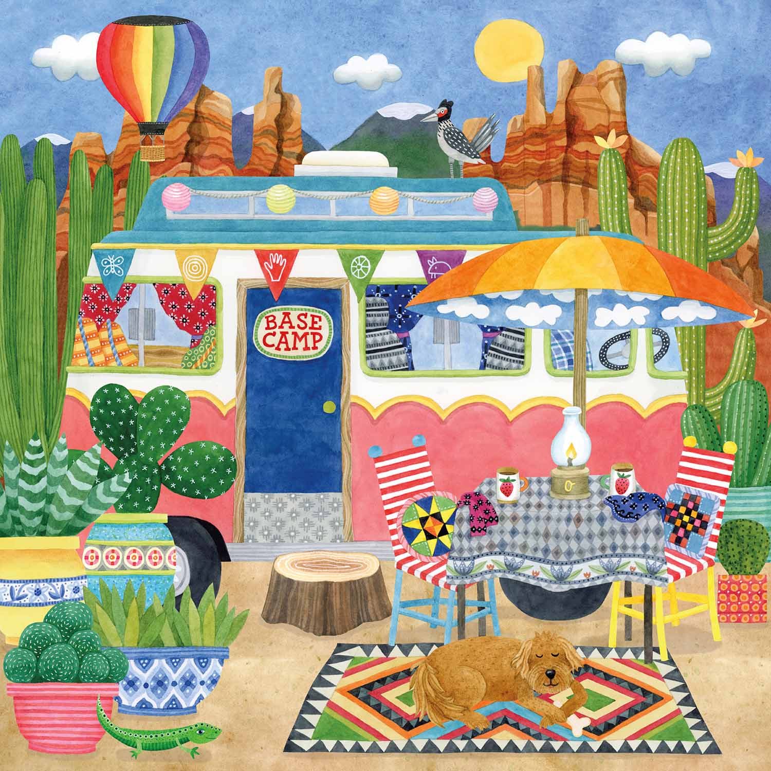 Cactus Camp-Out Camping Jigsaw Puzzle