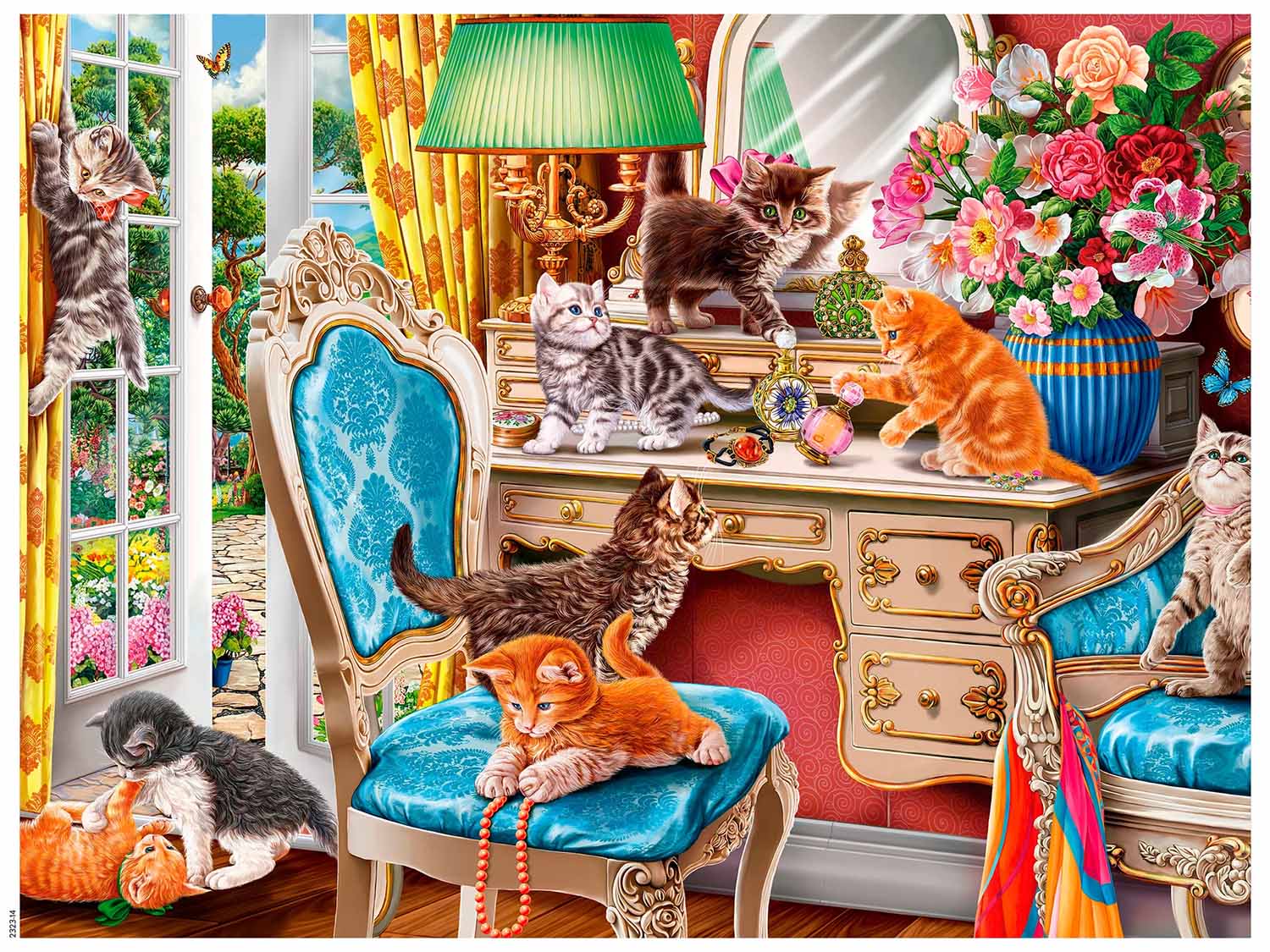 Paws Gone Wild - Kittens in the Bedroom Cats Jigsaw Puzzle