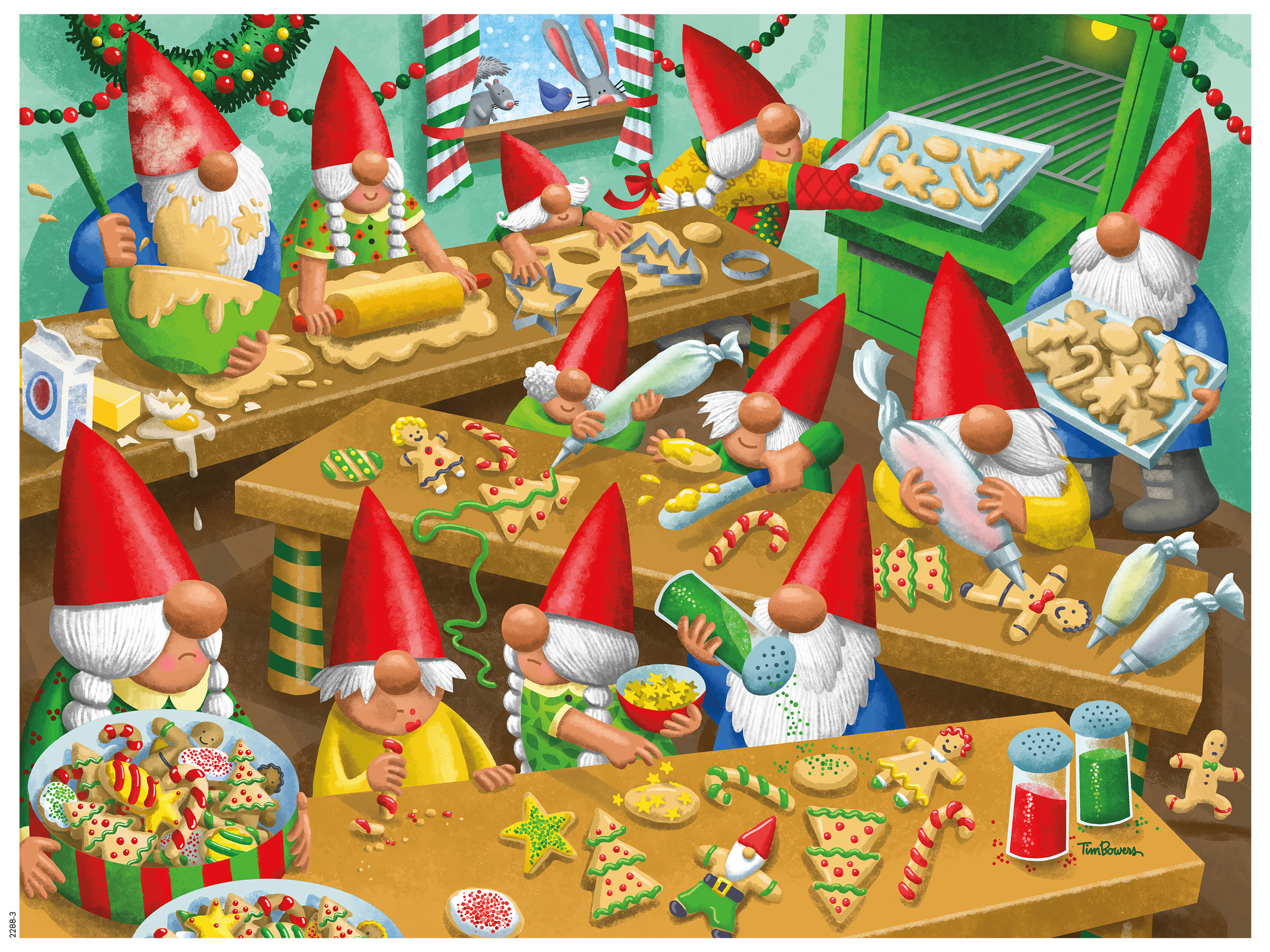 Gnomes Get Baking Oversized Holiday Christmas Jigsaw Puzzle