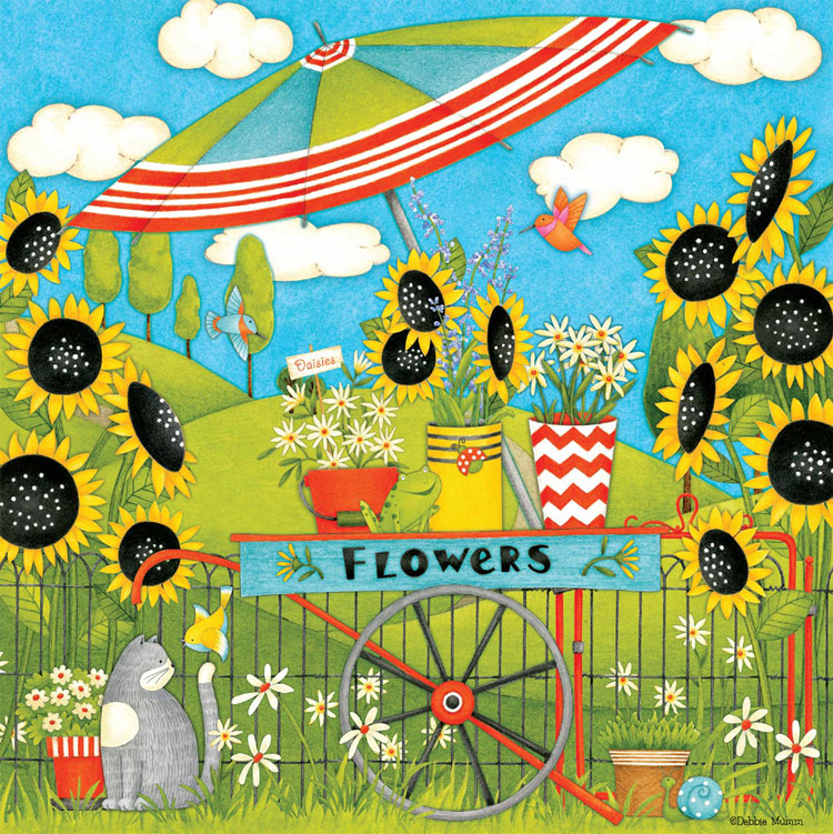 Flower Cart (Debbie Mumm) - Scratch and Dent Flower & Garden Jigsaw Puzzle