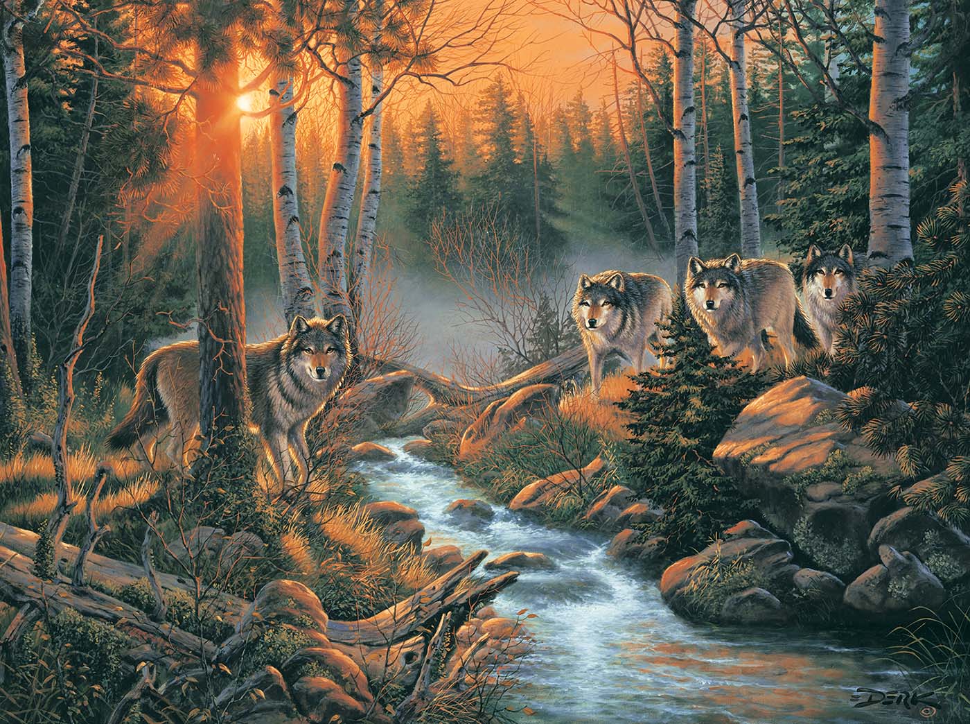 Forest Shadows Wolf Jigsaw Puzzle