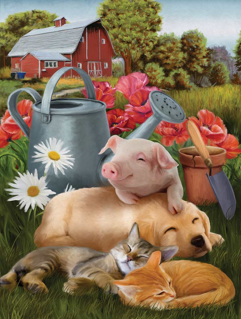 Cute Dogs in Garden 300 Large Piece Jigsaw Puzzle