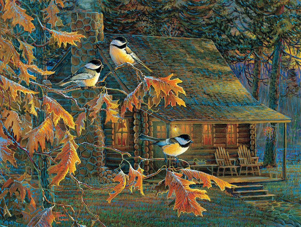 Cabin Chickadees, 500 Pieces, SunsOut | Puzzle Warehouse