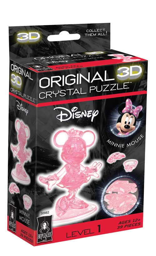 patinar Brújula Impresión Minnie Mouse 3D Crystal Puzzle, 39 Pieces, Bepuzzled | Puzzle Warehouse