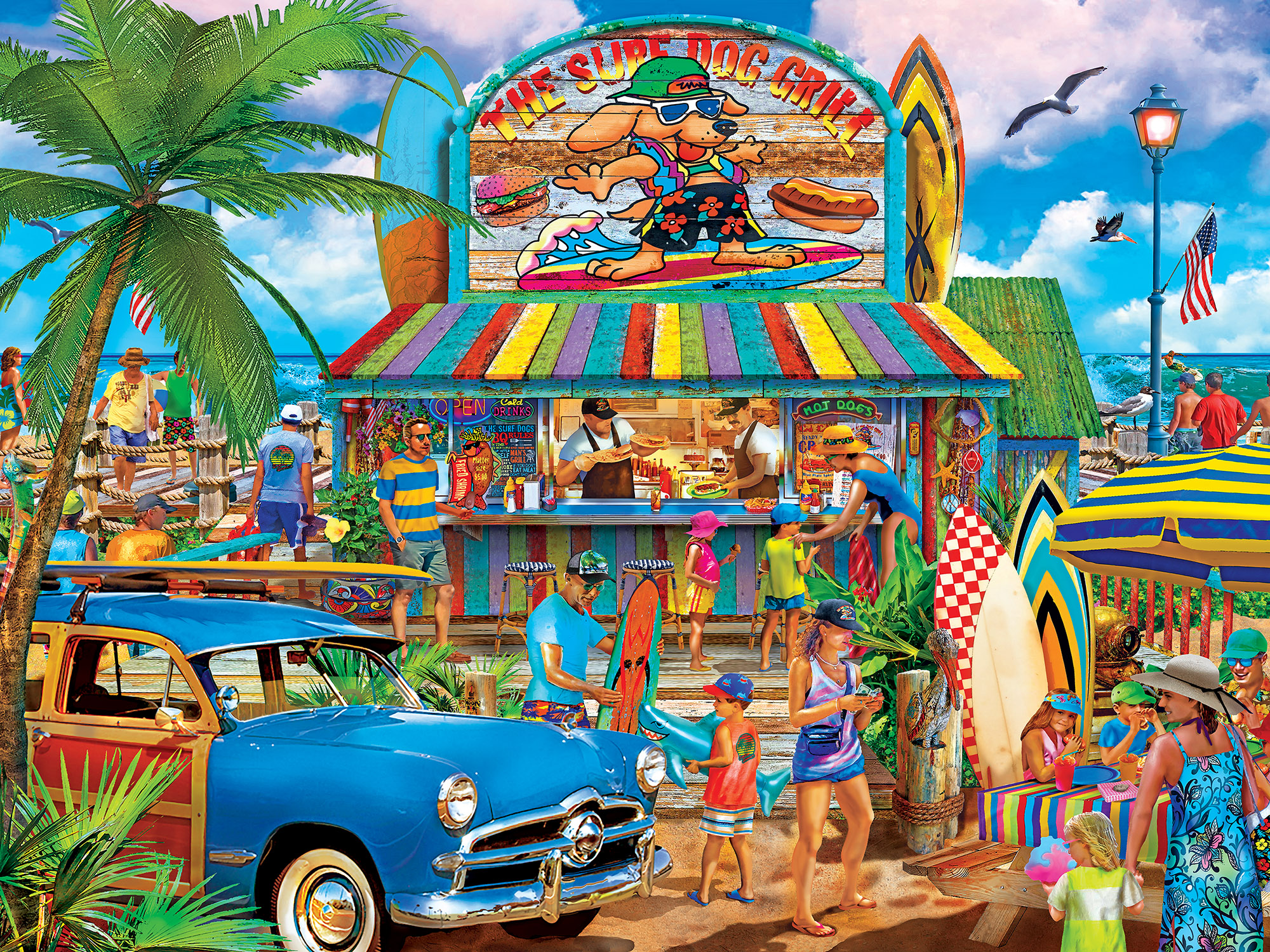 Drive-Ins, Diners and Dives - The Surf Dog Grill Jigsaw Puzzle
