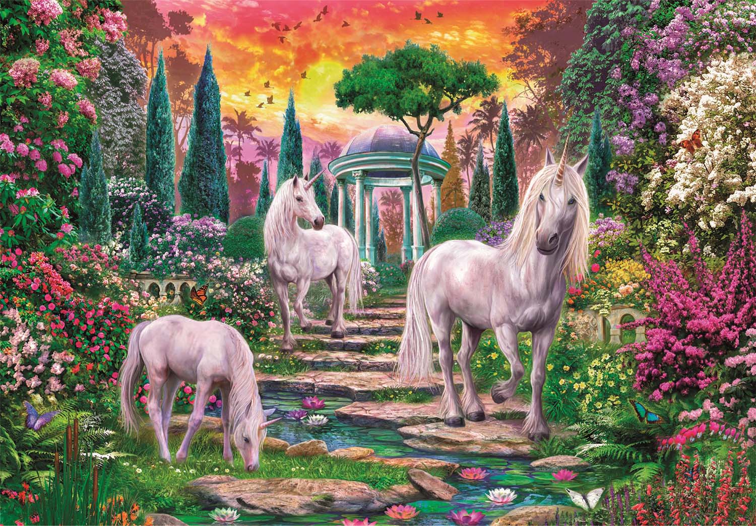 Classical Garden Unicorns Fantasy Jigsaw Puzzle