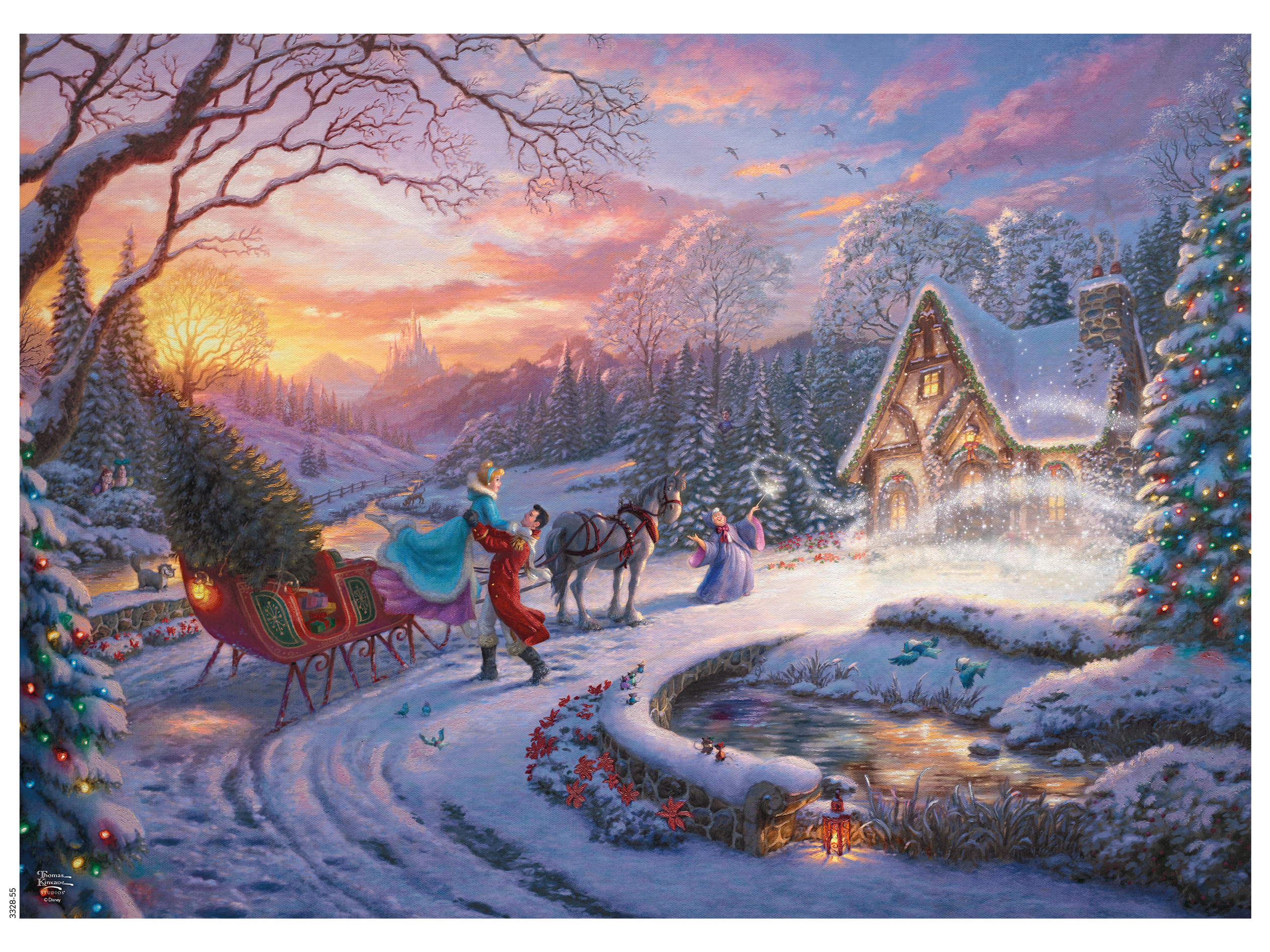 Cinderella Bringing Home the Tree Thomas Kinkade Holiday Winter Jigsaw Puzzle