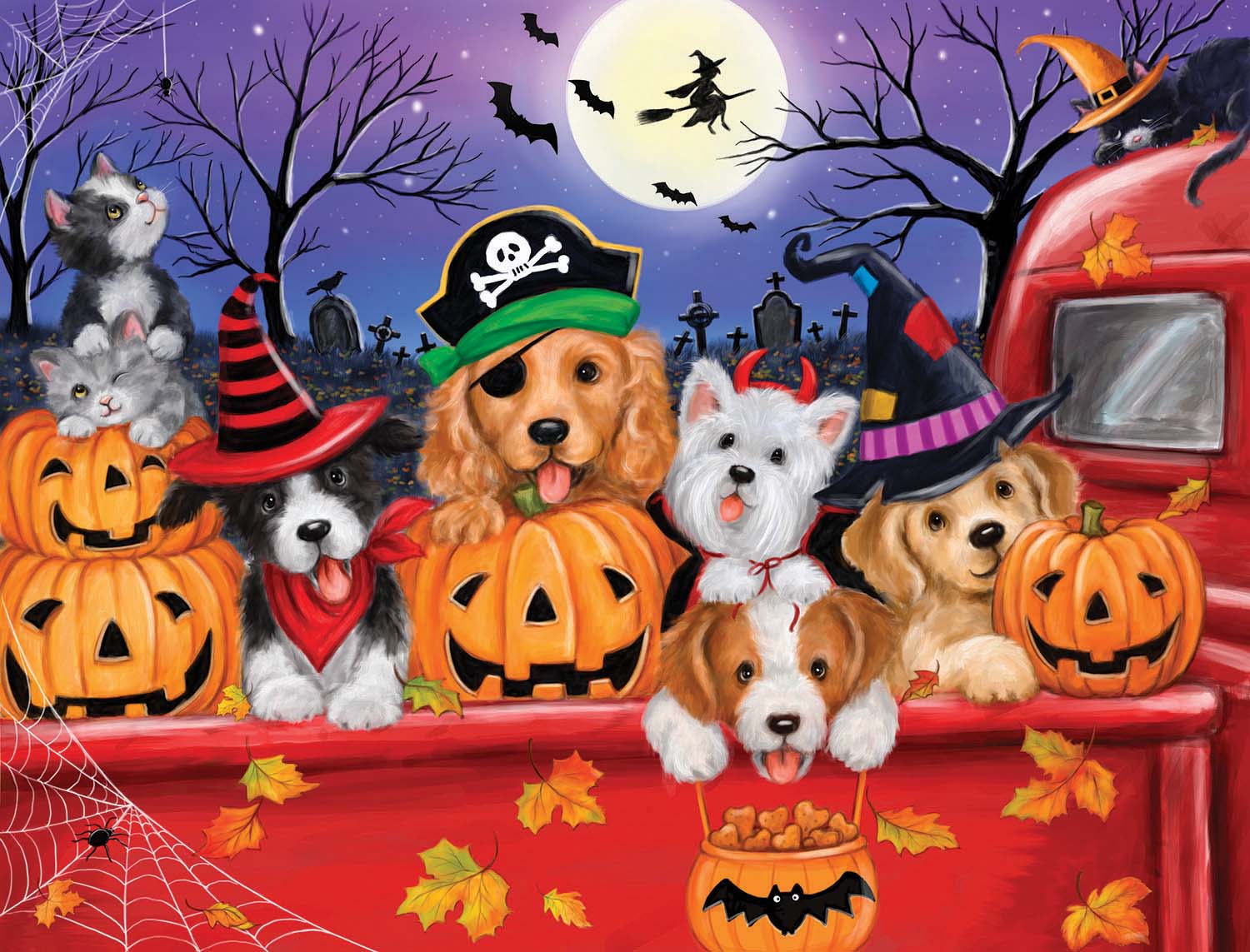 Red Truck Halloween Dogs Jigsaw Puzzle