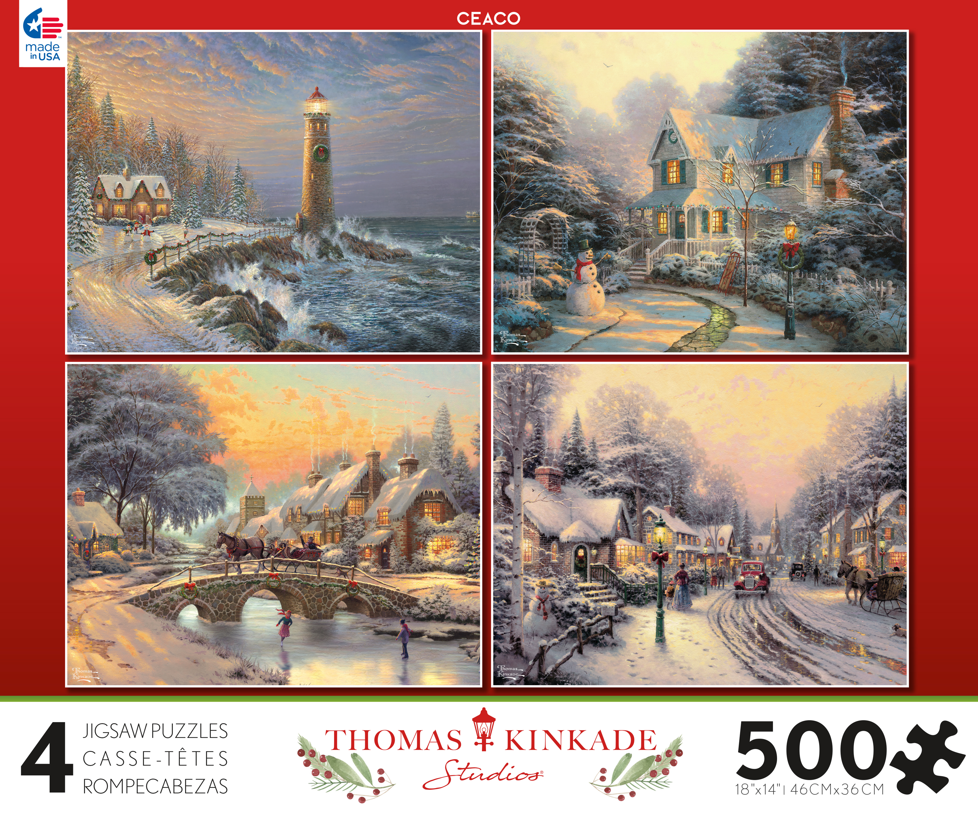 Thomas Kinkade Holiday Collection 4 in 1 MultiPack Winter Jigsaw Puzzle