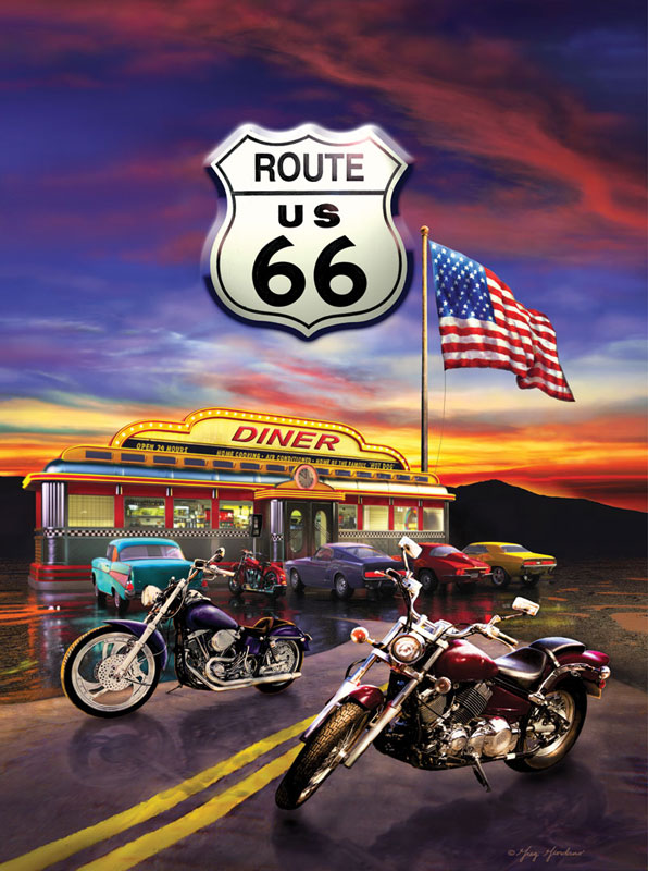 Route 66 Diner Fourth of July Jigsaw Puzzle