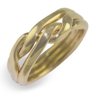 Authentic! Cartier 18k Tri-Color Gold Three Stacking Puzzle Band Ring Size  52 | Fortrove