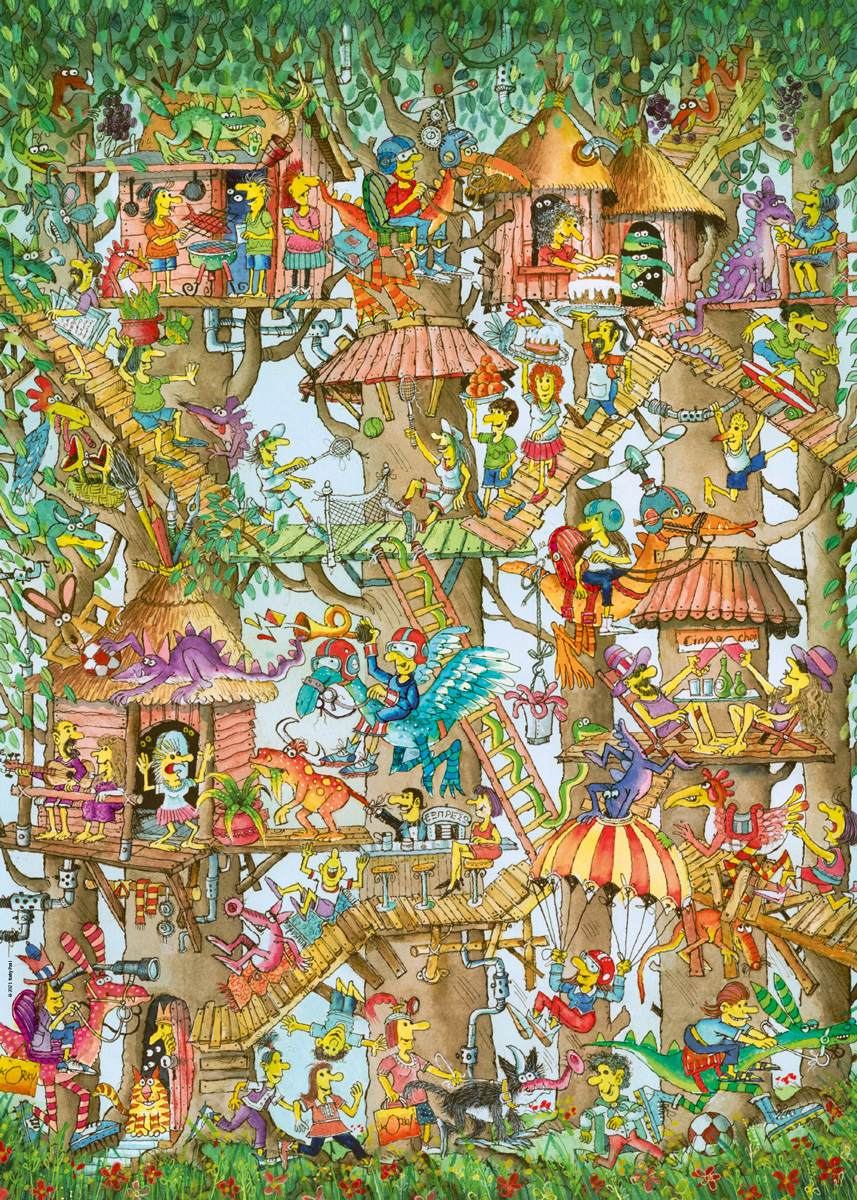 Tree Lodges People Jigsaw Puzzle