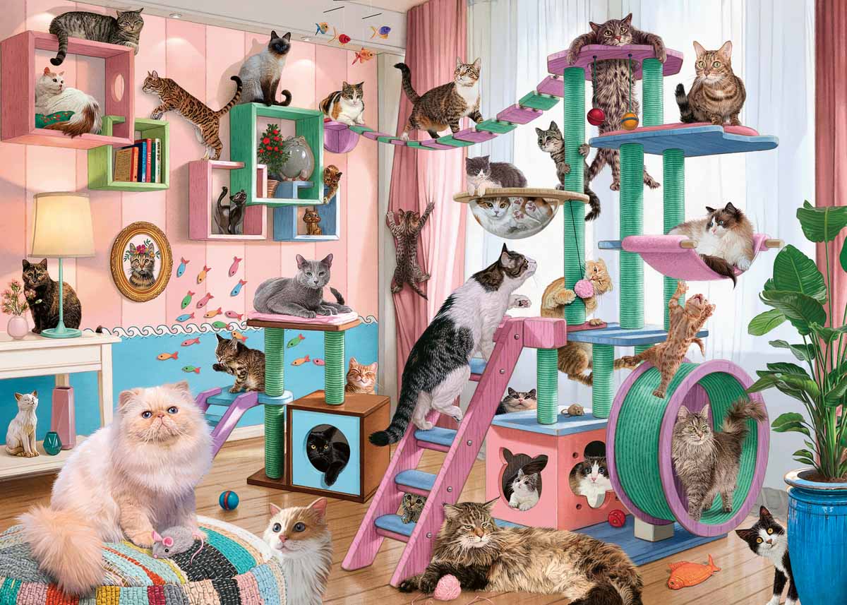 Cat Tree Heaven Cats Jigsaw Puzzle