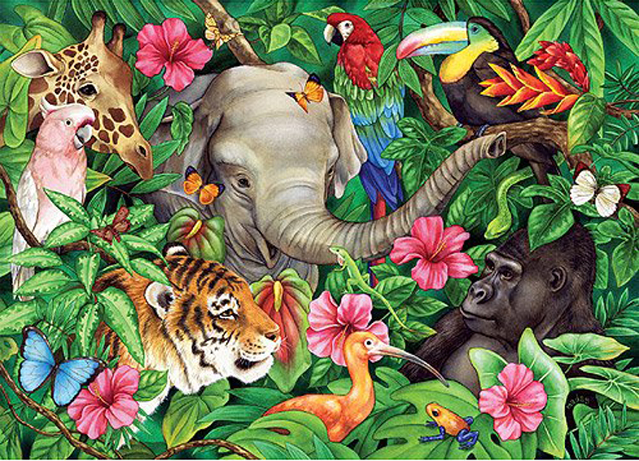 Tropical Friends Jungle Animals Jigsaw Puzzle