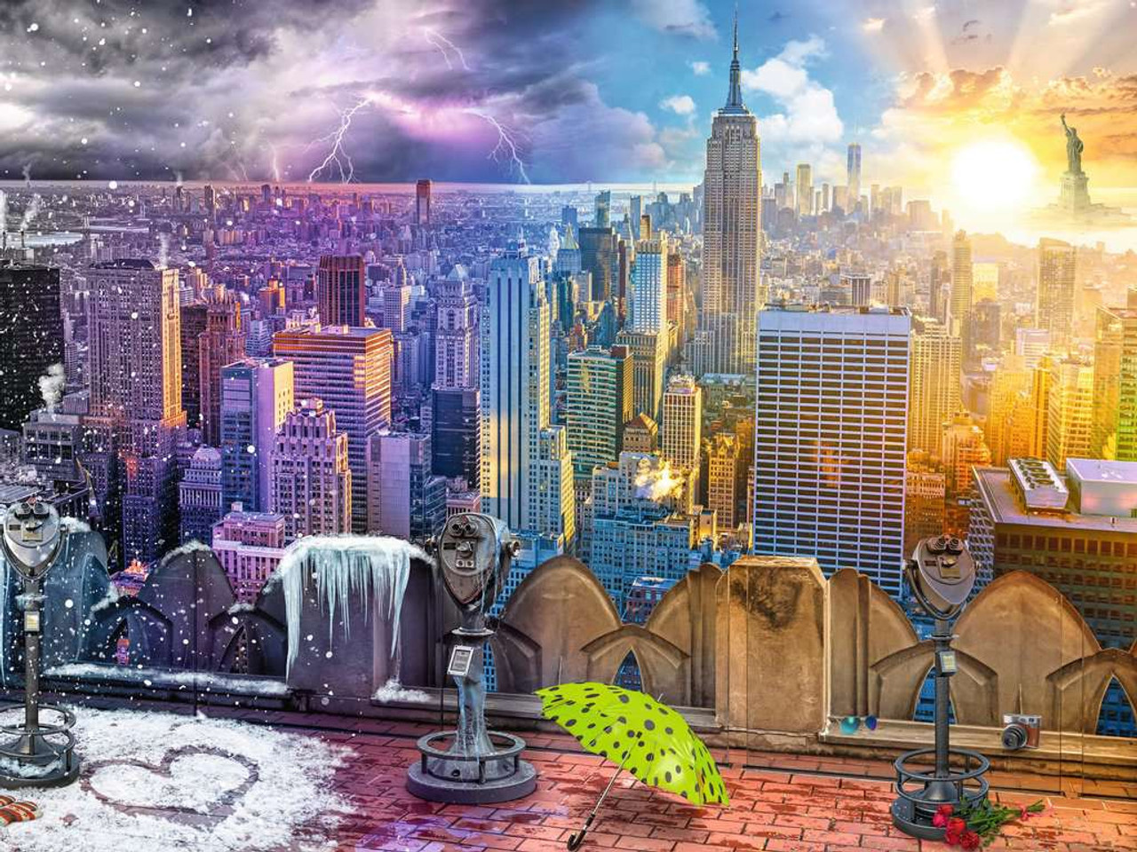 Day & Night NYC Skyline Landmarks & Monuments Jigsaw Puzzle