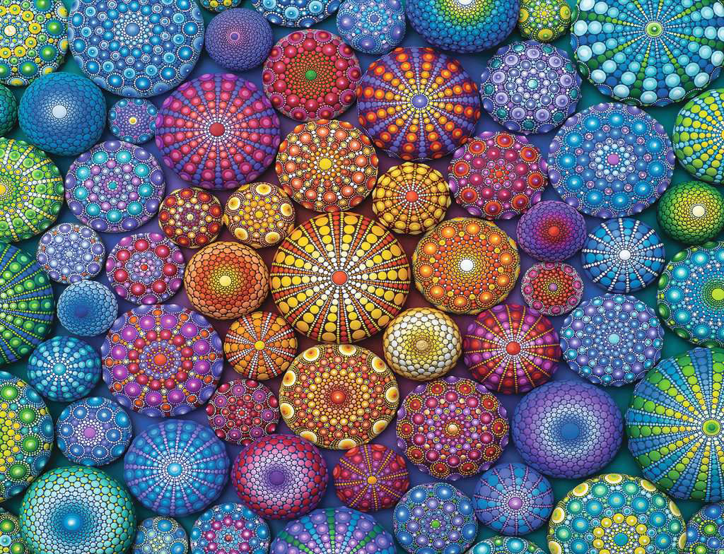 Radiating Rainbow Mandalas Fine Art Jigsaw Puzzle