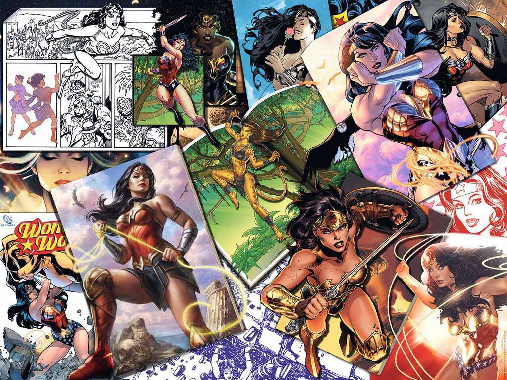 wonder woman comic strip collage