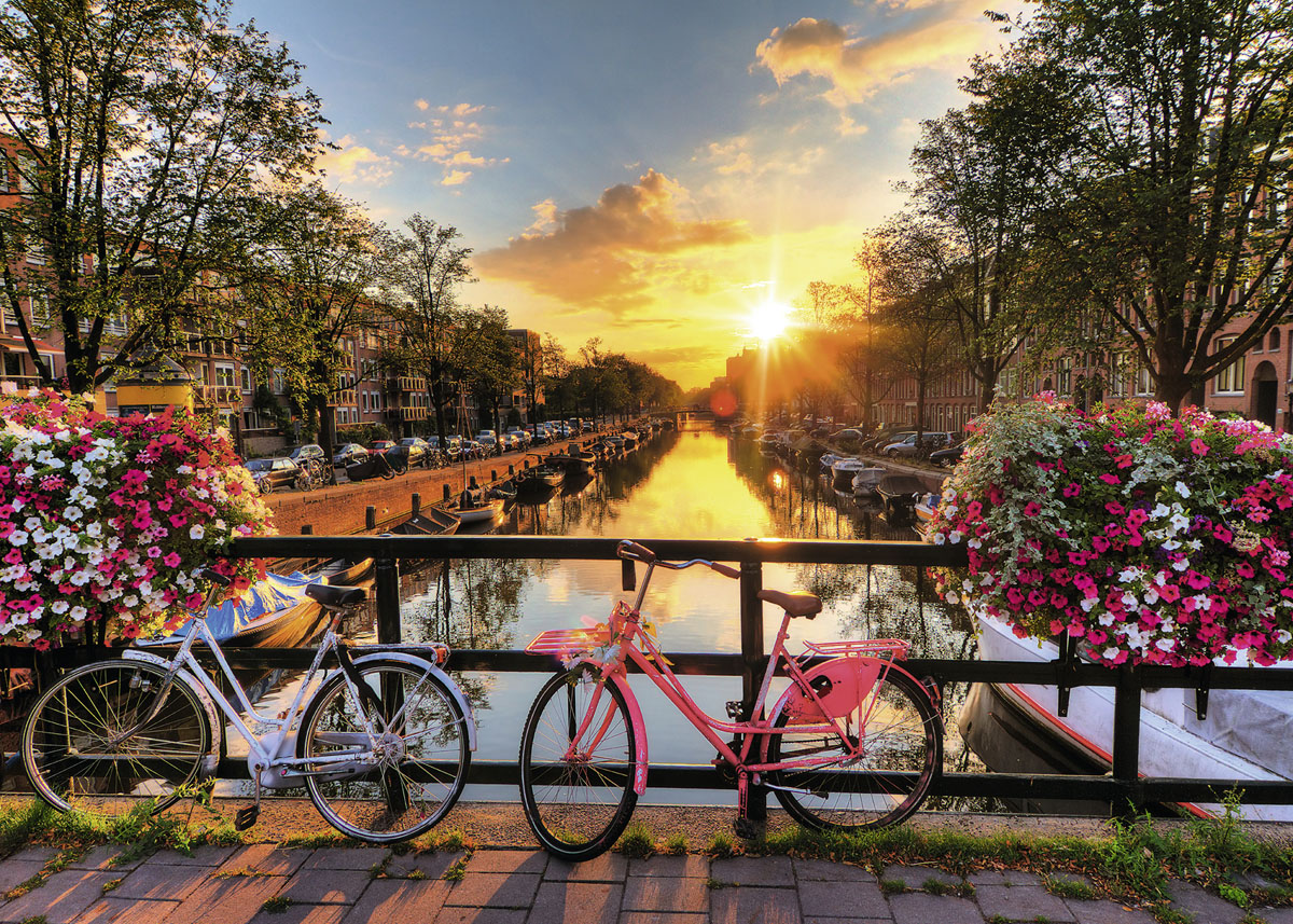 Bicycles in Amsterdam - Scratch and Dent Sunrise & Sunset Jigsaw Puzzle