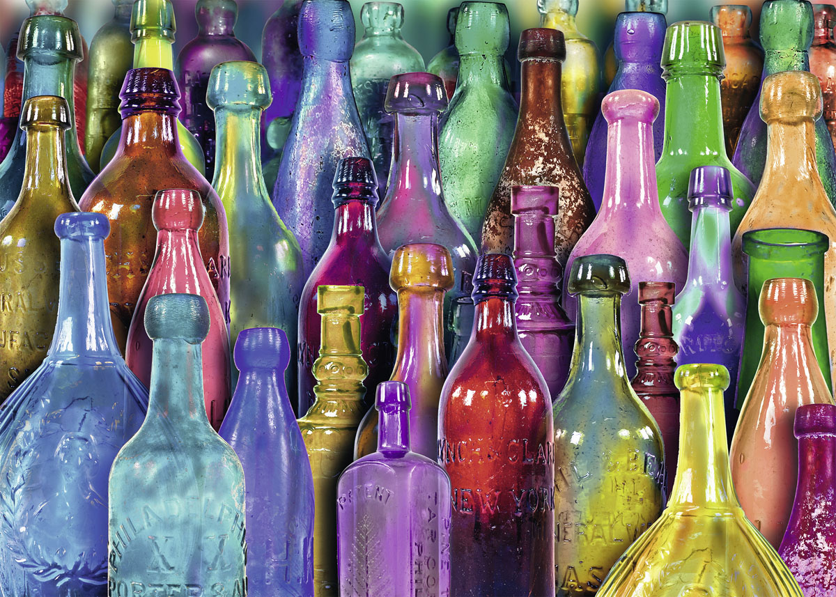 Colorful Bottles - Scratch and Dent Pattern & Geometric Jigsaw Puzzle